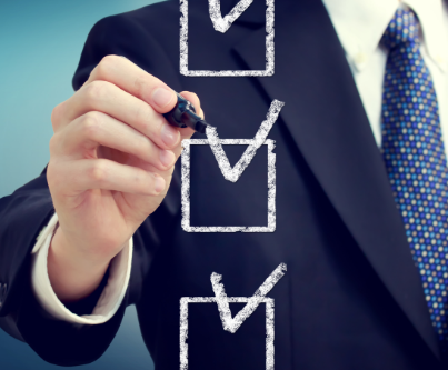 Man checks off checklist