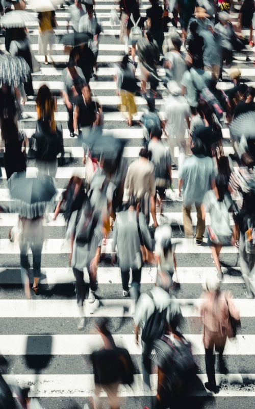 People crossing on a pedestrian crossing