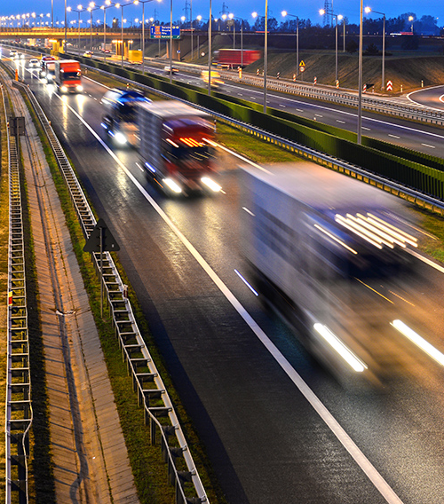 Cars drive on the highway