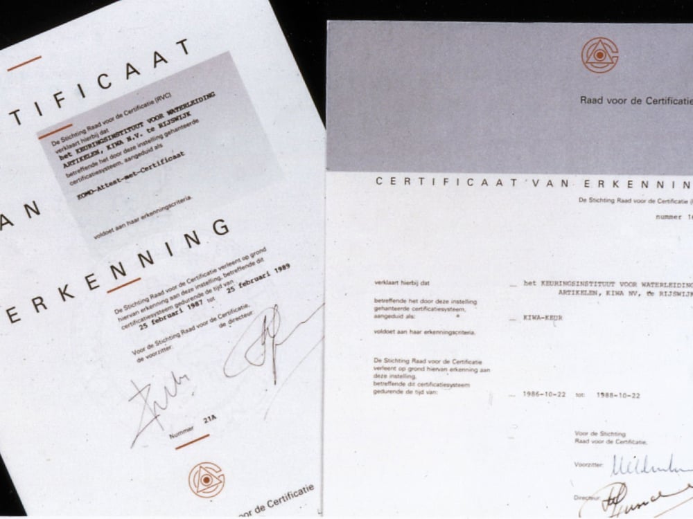 Two signed certificates of recognition from the board of accreditation