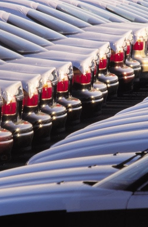 Row of cars in the parking lot