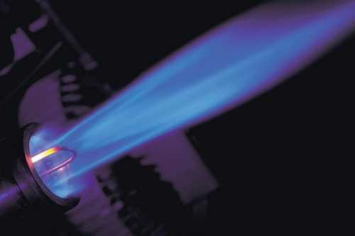 Blue flame coming out of a gas appliance during testing