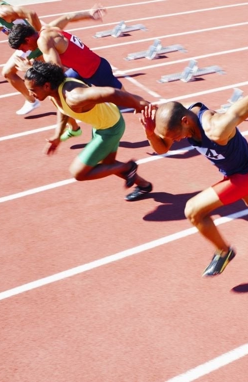 Athletics: runners on the athletics track