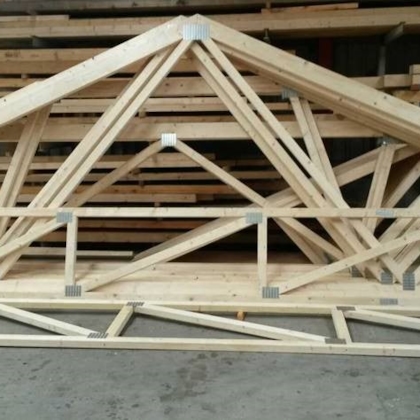 Wooden building materials  connected with metal nail plates