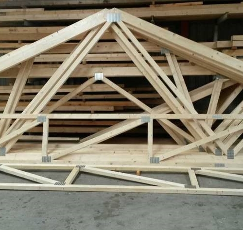 Wooden building materials  connected with metal nail plates