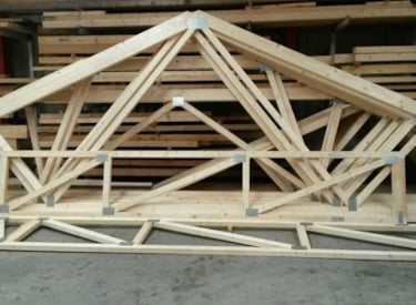 Wooden building materials  connected with metal nail plates