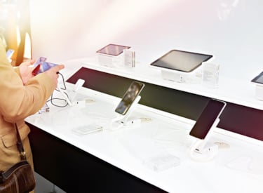 Consumer following products in store