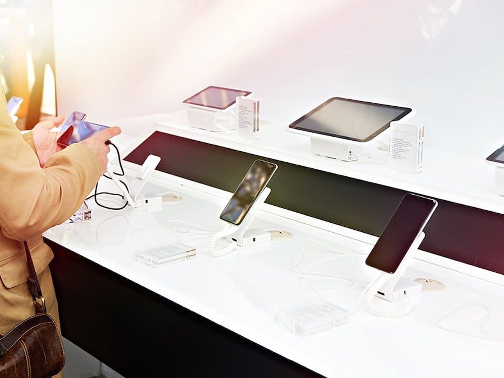 Consumer following products in store