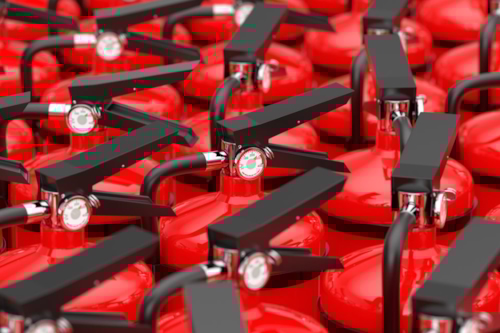 Red small fire extinguishers