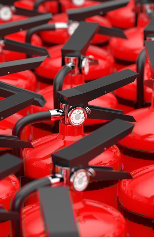 Red small fire extinguishers