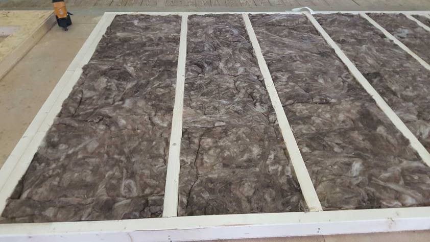 Wood based elements laid out in factory for CE certification and inspection