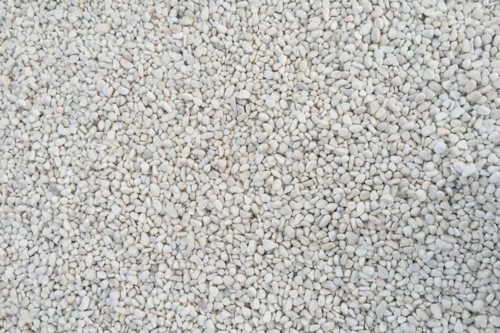 Close-up of white gravel, also mineral aggregrates in construction