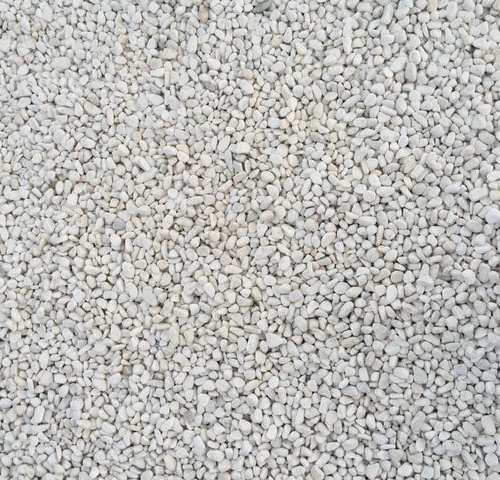 Close-up of white gravel, also mineral aggregrates in construction