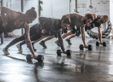 Men and women doing sports