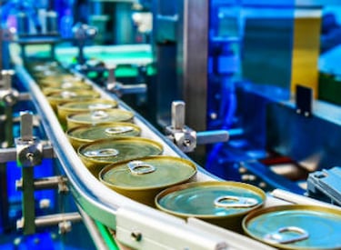 Canned food in factory