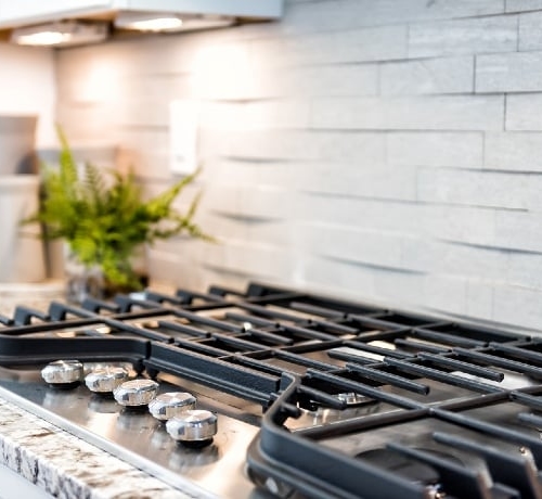 Gas stove in kitchen