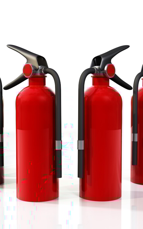 Red fire extinguishers