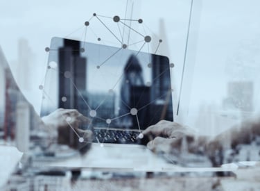 Laptop with grafic network on it