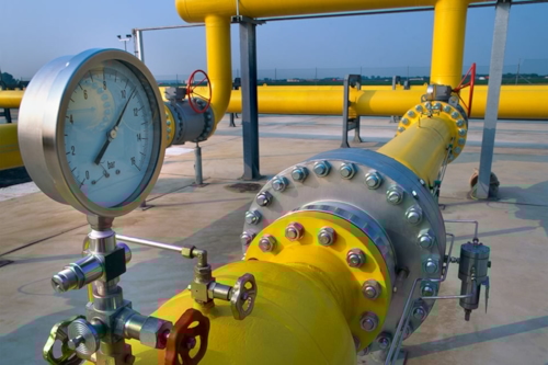 Yellow gas pressure gauge