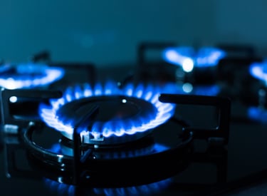 Gas stove that is on