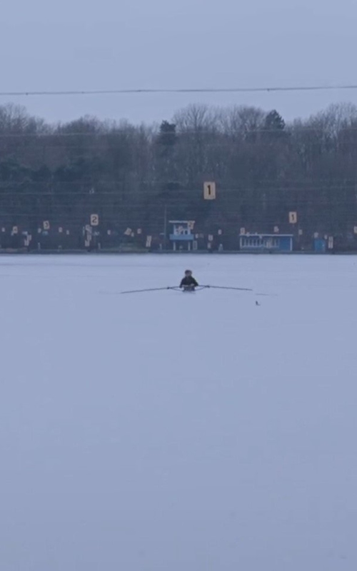 Roeien op de bosbaan