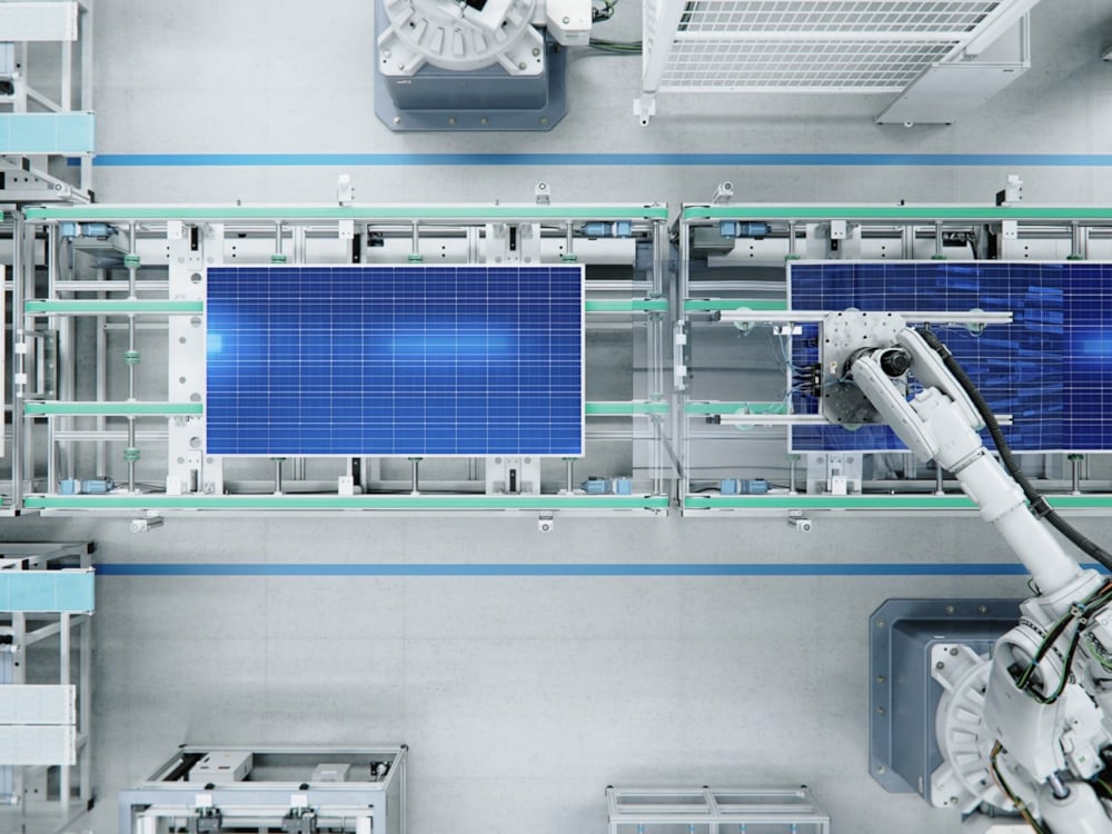 Solar panel assembly line, inspected by Kiwa PI Berlin