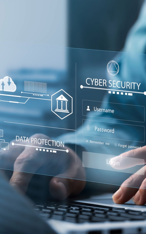 Händer framför dator.