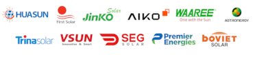 Selection of manufacturer logos whom products are tested by Kiwa PVEL